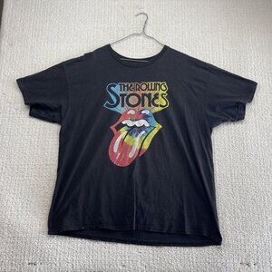 Retro Rolling Stones Graphic T Shirt Men 2XL Lips Tongue Tie Dye Vintage Merch